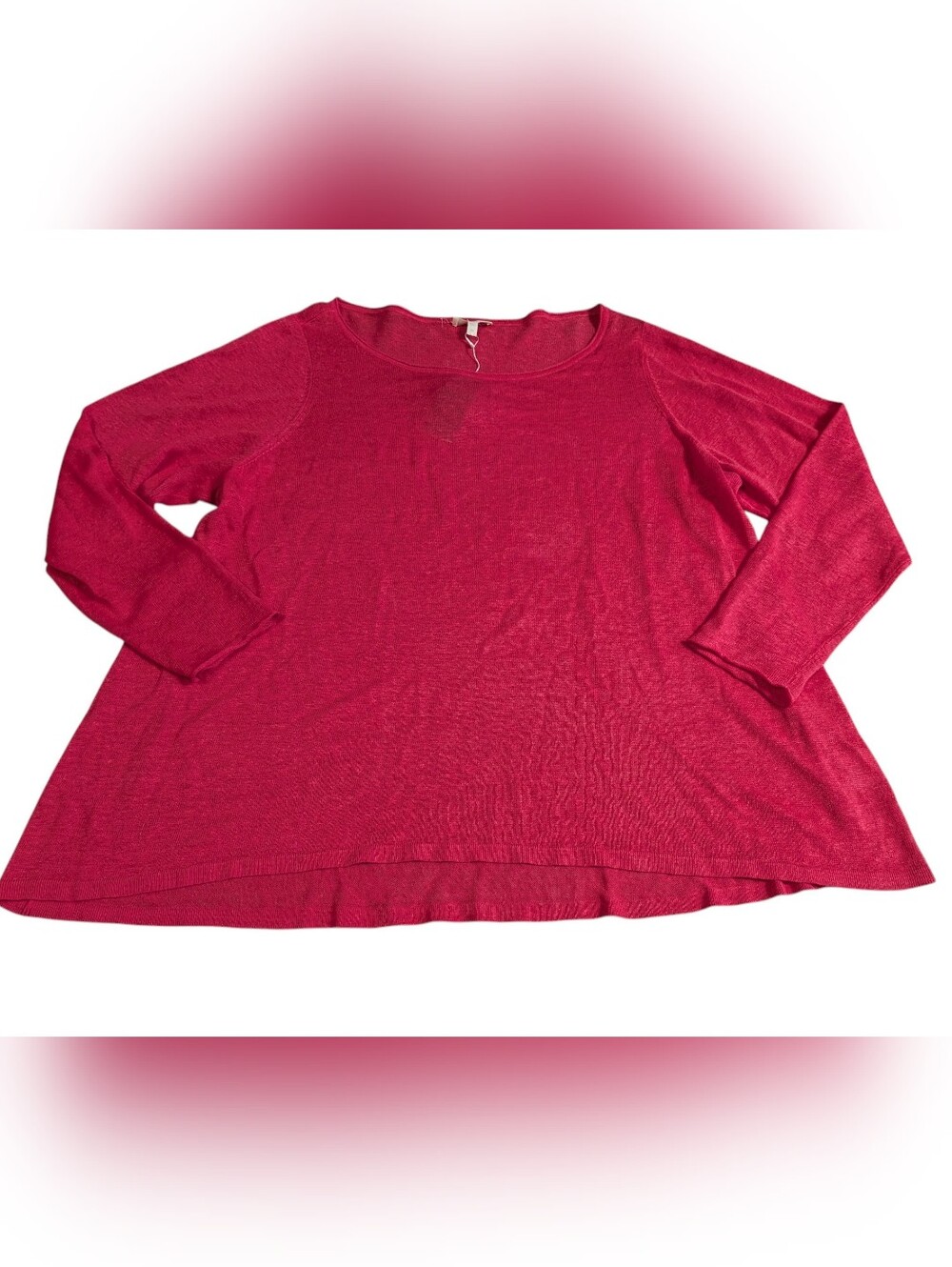 Eileen Fisher Organic Linen Pullover Top Womens Red Lightweight Sweater Size  2X